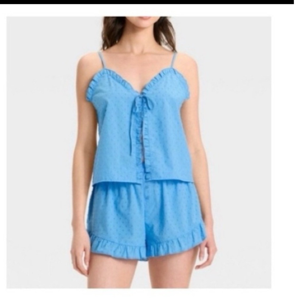 Colsie blue poplin cotton shorts pajamas pjs size XL new with tags - Picture 2 of 13